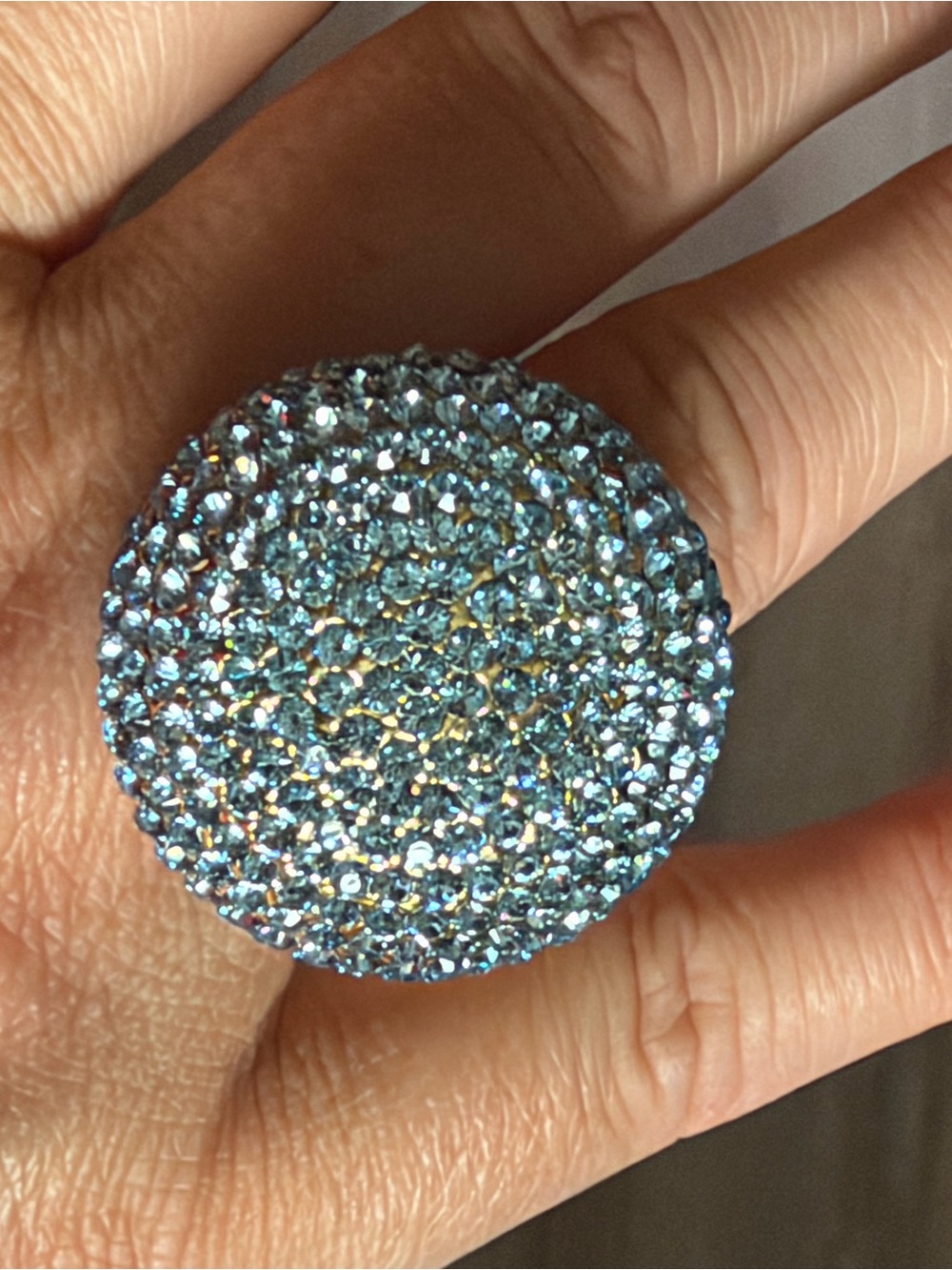 Blue Crystal Pave Statement Ring - Women Jewelry